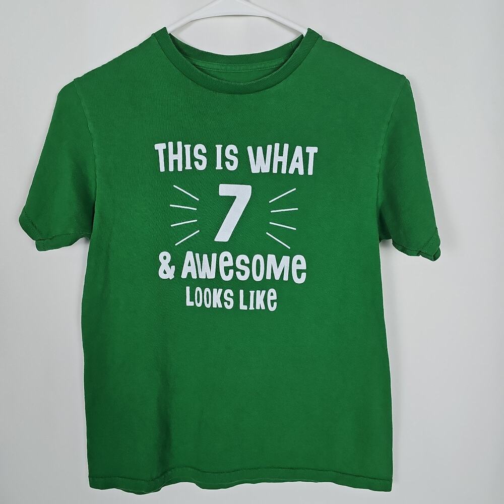 7th Birthday Kid's T-Shirt - "This Is What 7 And Awesome Looks Like!"